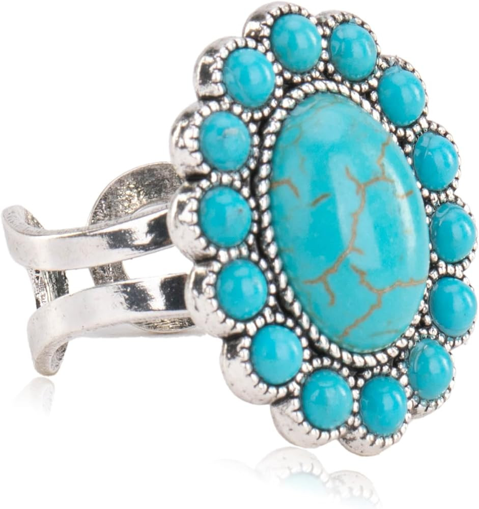 Montana West Rustic Couture's Bohemian Turquoise Cuff Ring for Women Cowgirl | Amazon (US)