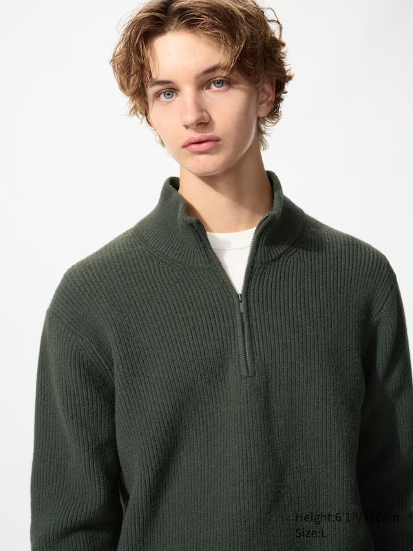 Pull col zippé en maille soufflée Yarn™ | Uniqlo FR
