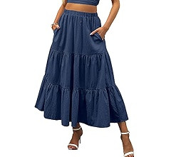 ANRABESS Women’s Summer Boho Flowy Swing Tiered A-Line Maxi Skirt 2025 Fashion Trendy Elastic W... | Amazon (US)