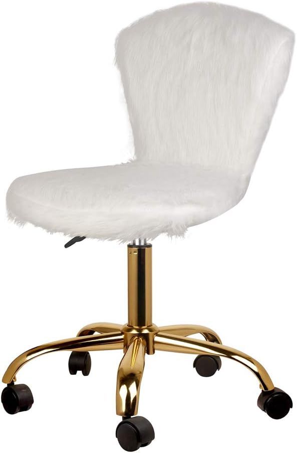 GIA Mid-Back Adjustable Swivel Vanity Chair, Faux Fur White | Amazon (US)