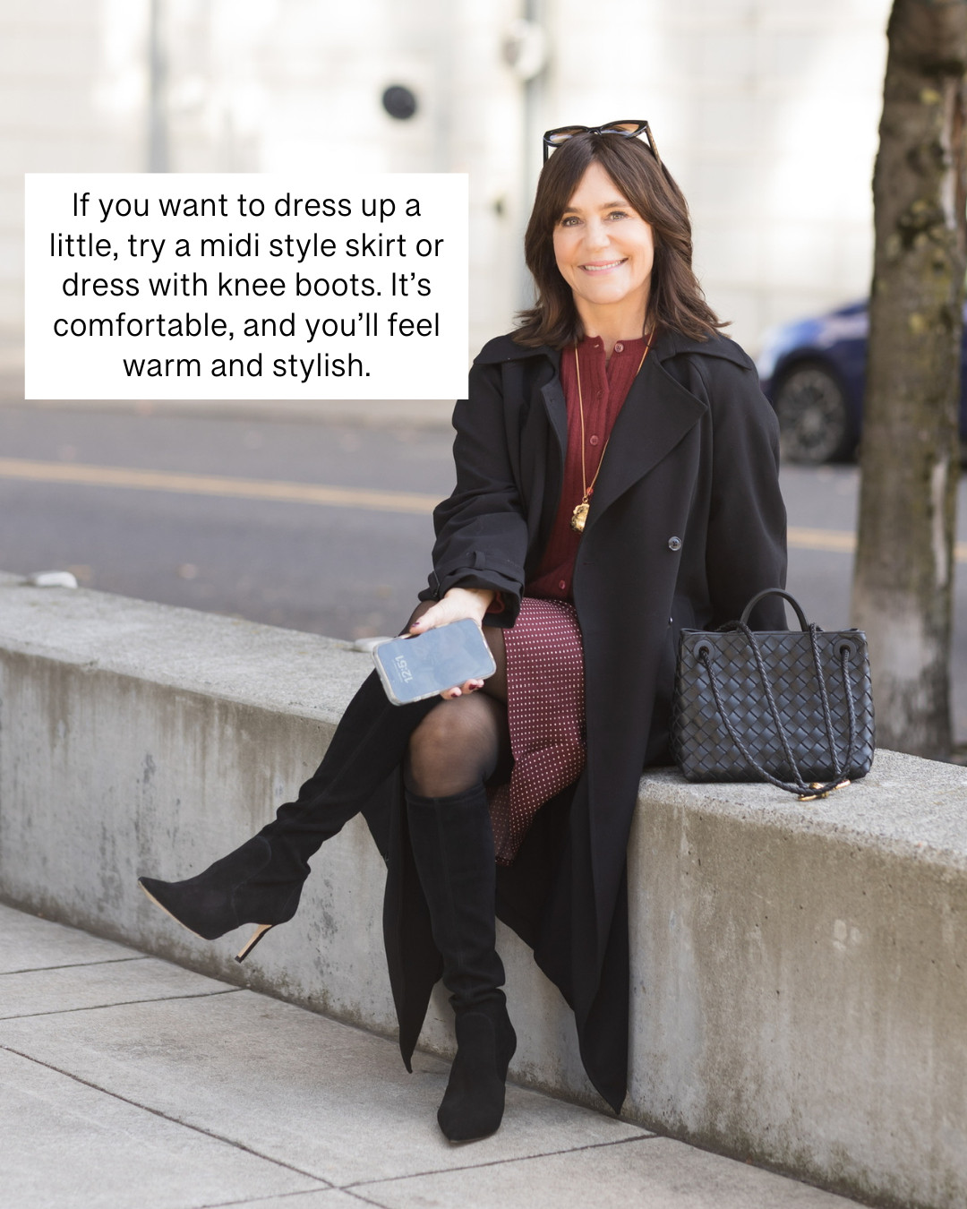 Dressy Thanksgiving outfit idea! Love the look of knee high boots with a skirt and tights! 

 

#LTKHoliday #LTKSeasonal #LTKOver40