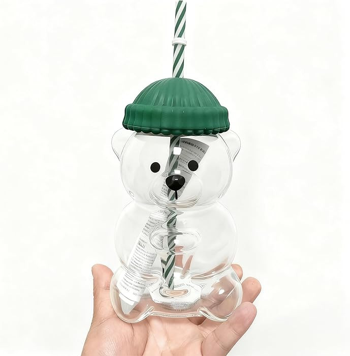 Bear Straw Cup, Cute Baby Straw Cups Glass, Honey Bear Cup with Straws, Cute Mugs for Coffee Drin... | Amazon (US)