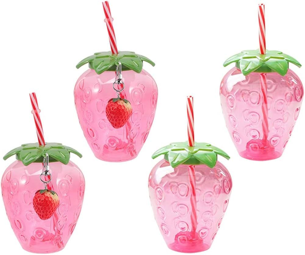Gadpiparty Strawberry Shaped Cup Mug: 4pcs Strawberry Drinking Glasses Hawaiian Party Cute Water ... | Amazon (US)