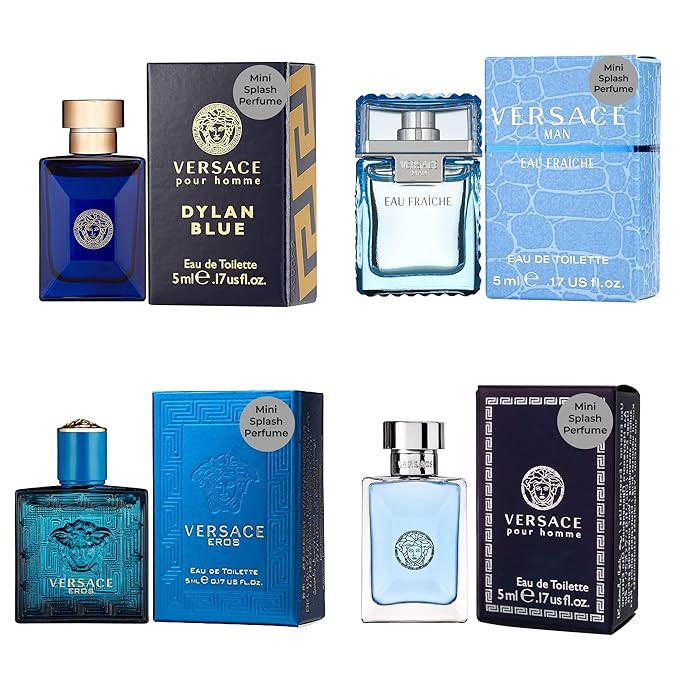 Versace Cologne for Men Set of 4 Mini Eros, Pour Homme, Dylan Blue, Eau Fraiche Perfume for Men F... | Amazon (US)
