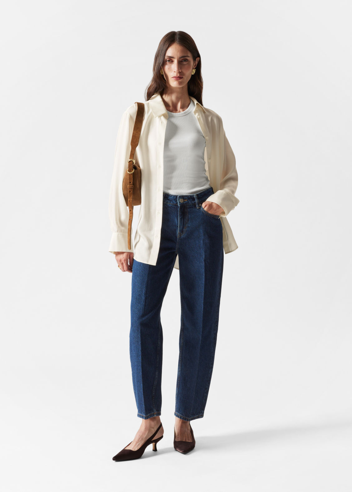 Cropped Barrel-Leg Jeans - Blue | & Other Stories US