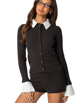 Womens Avey Detachable Cuff & Collar Cardigan | Macy's