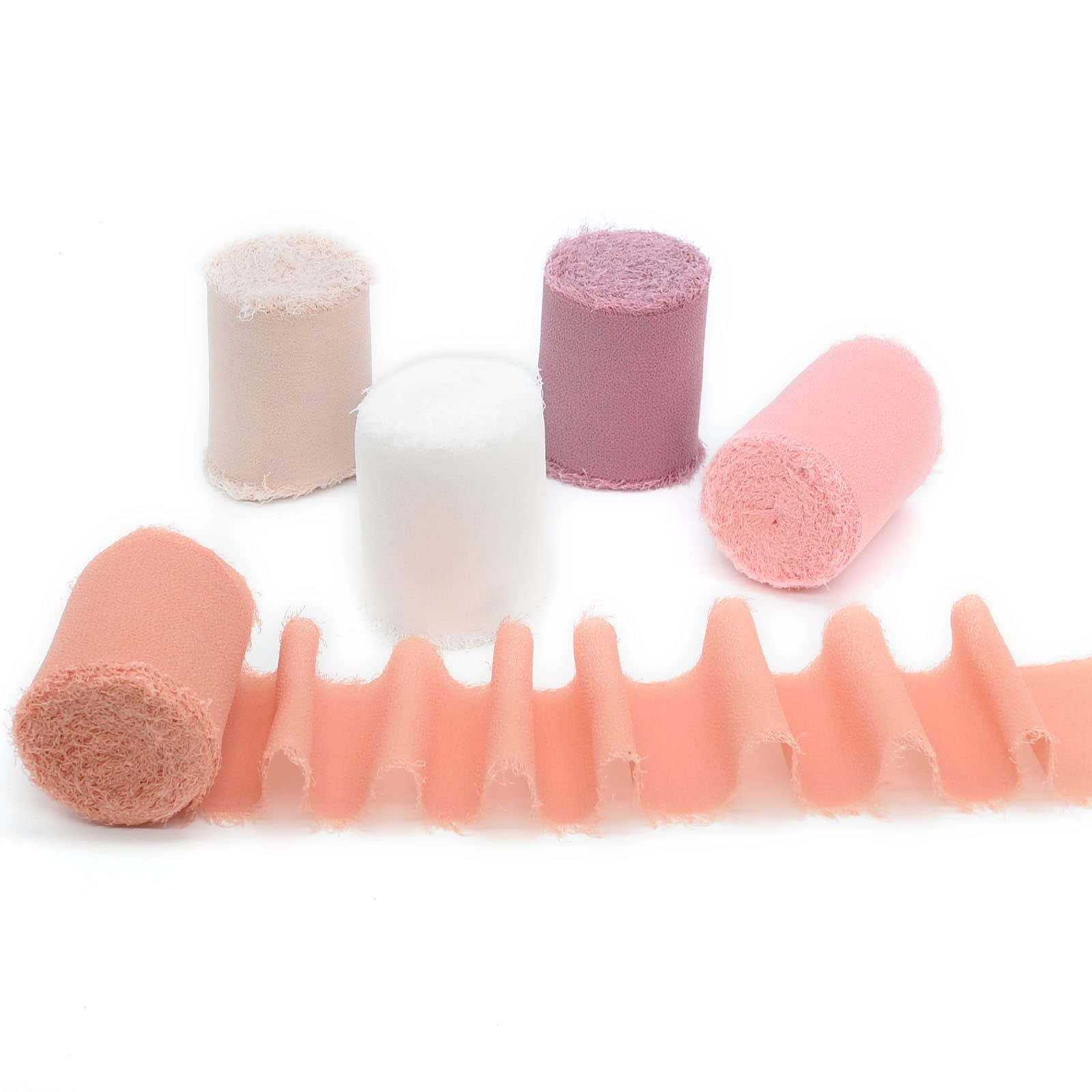 UOIENRT 5 Rolls Handmade Fringe Chiffon Silk-Like Ribbon, Nude Shades Swatch Chart Gift Wrapping ... | Amazon (CA)