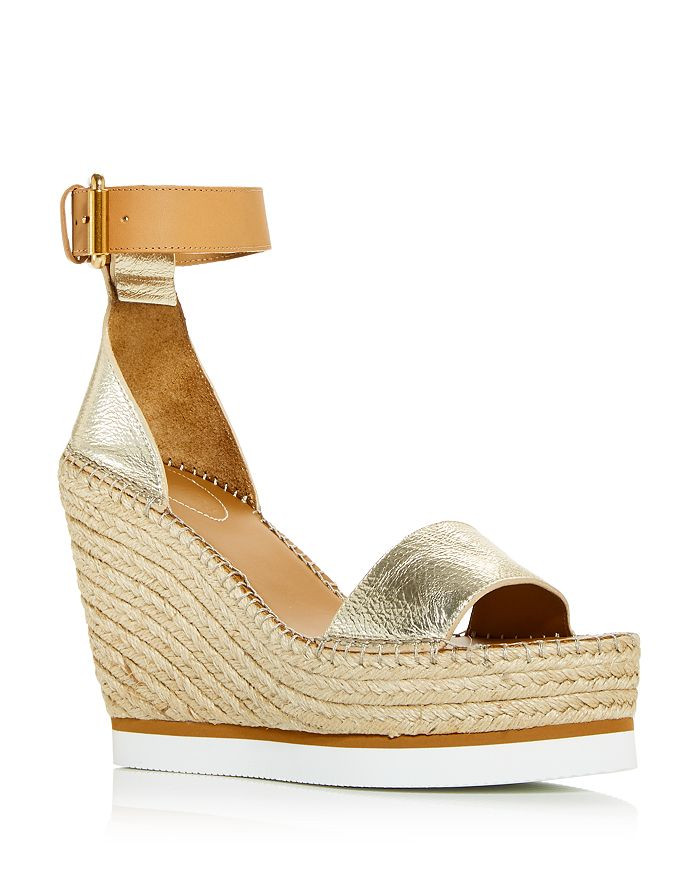 Women's Glyn Leather Espadrille Platform Wedge Ankle Strap Sandals | Bloomingdale's (US)