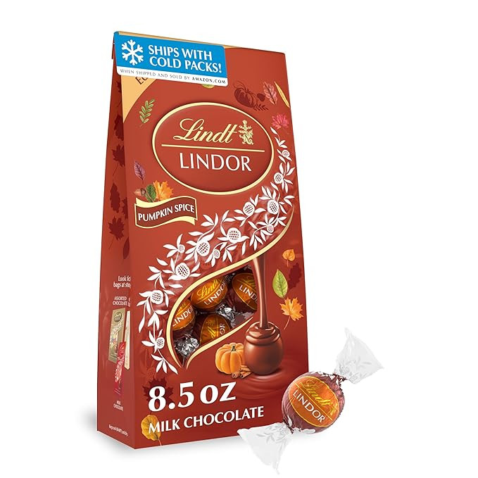 Lindt LINDOR Fall Pumpkin Spice Milk Chocolate Candy Truffles, 8.5 oz. Bag | Amazon (US)