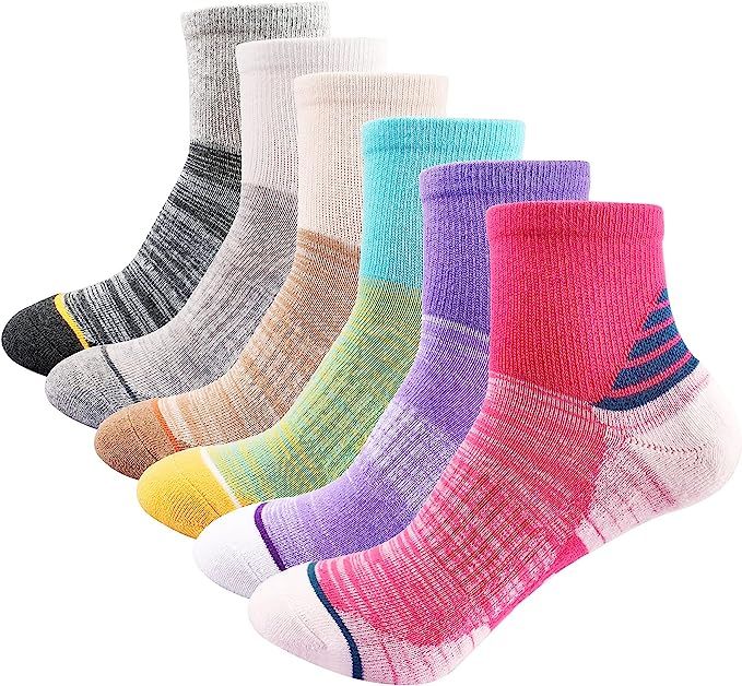 J.WMEET Women's Athletic Ankle Socks Quarter Cushioned Running Socks Hiking Performance Sport Cot... | Amazon (US)