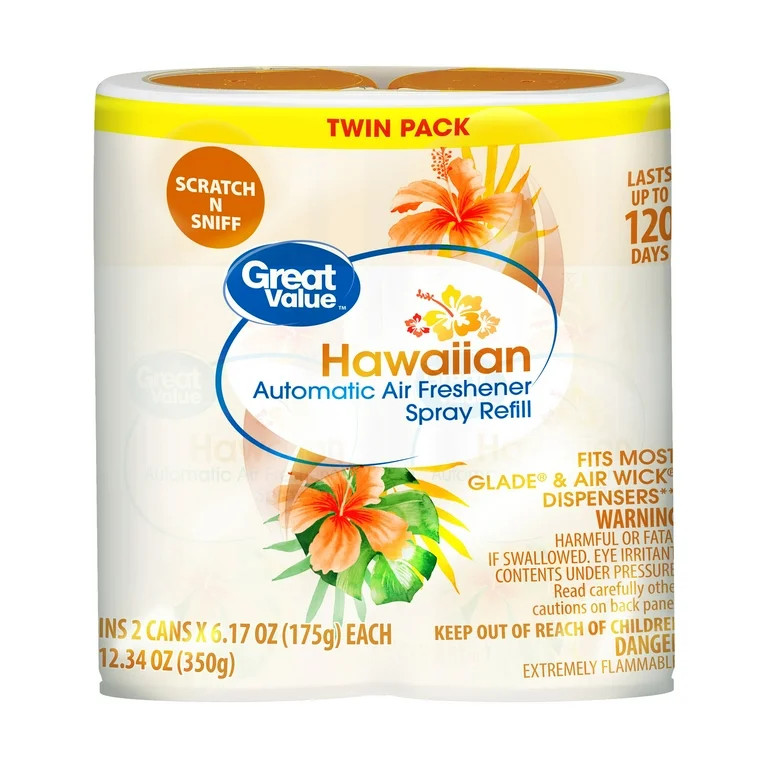 Great Value Automatic Air Freshener Spray Refill, Hawaiian, 2 Pieces | Walmart (US)