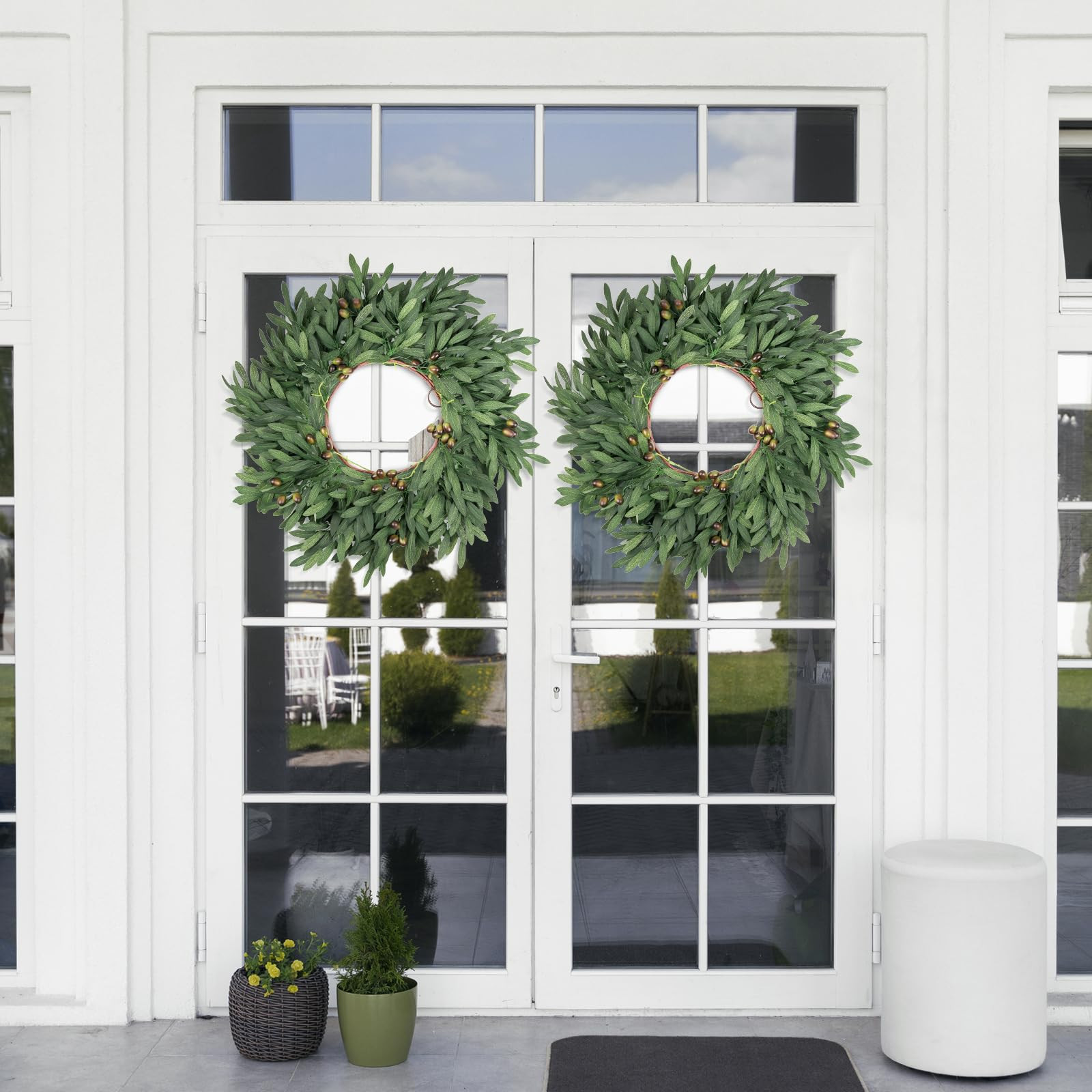 24 inch Olive Wreaths for Front Door, Artificial Large Spring Summer All Seasons Year Round Green... | Amazon (US)