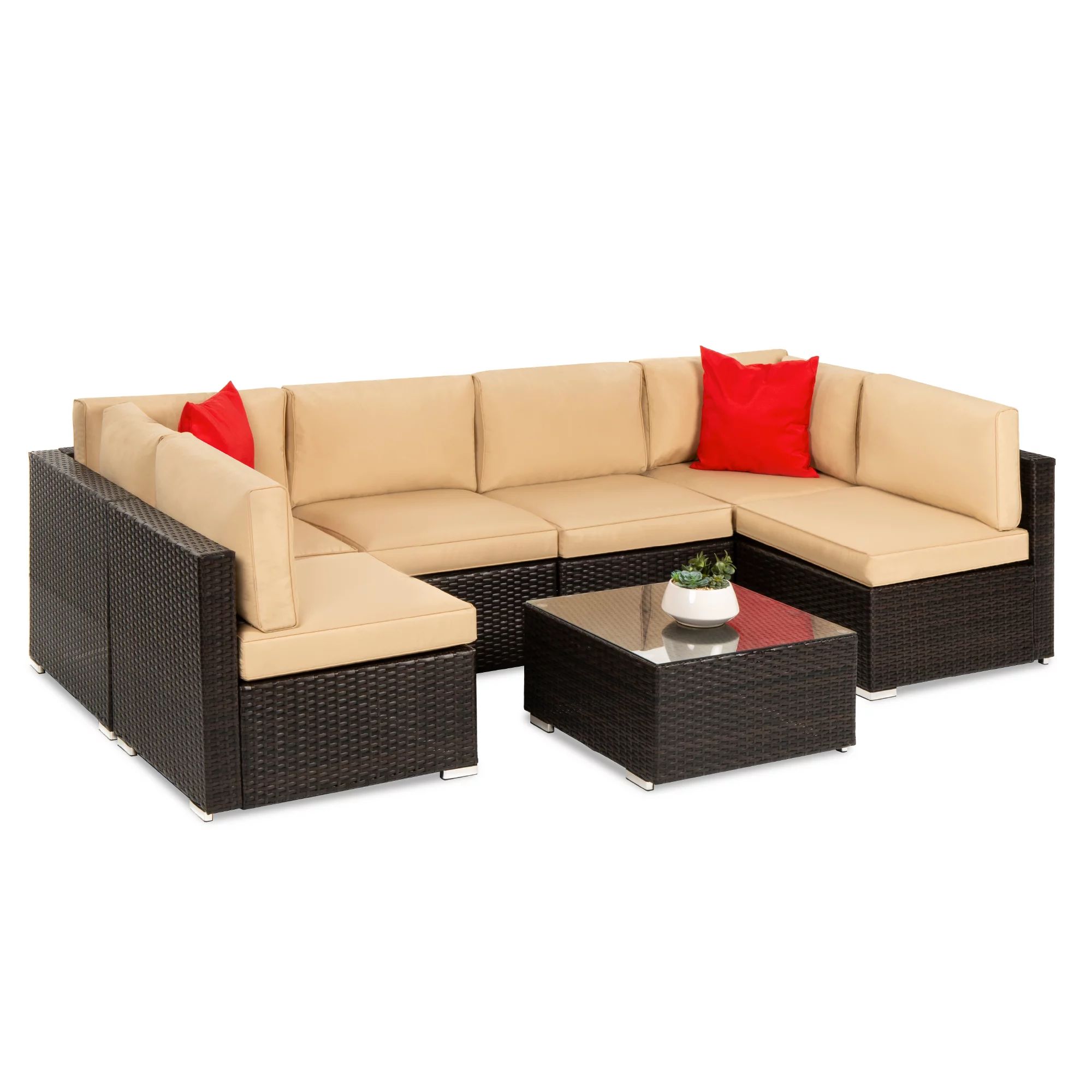 Best Choice Products 7-Piece Modular Outdoor Conversational Furniture Set, Wicker Sectional Sofas... | Walmart (US)