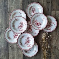 French Red Transferware Plate Sarreguemines, Fontanges, Bowl Plate, Dish, Ironstone Terre De Fer, For One | Etsy (US)