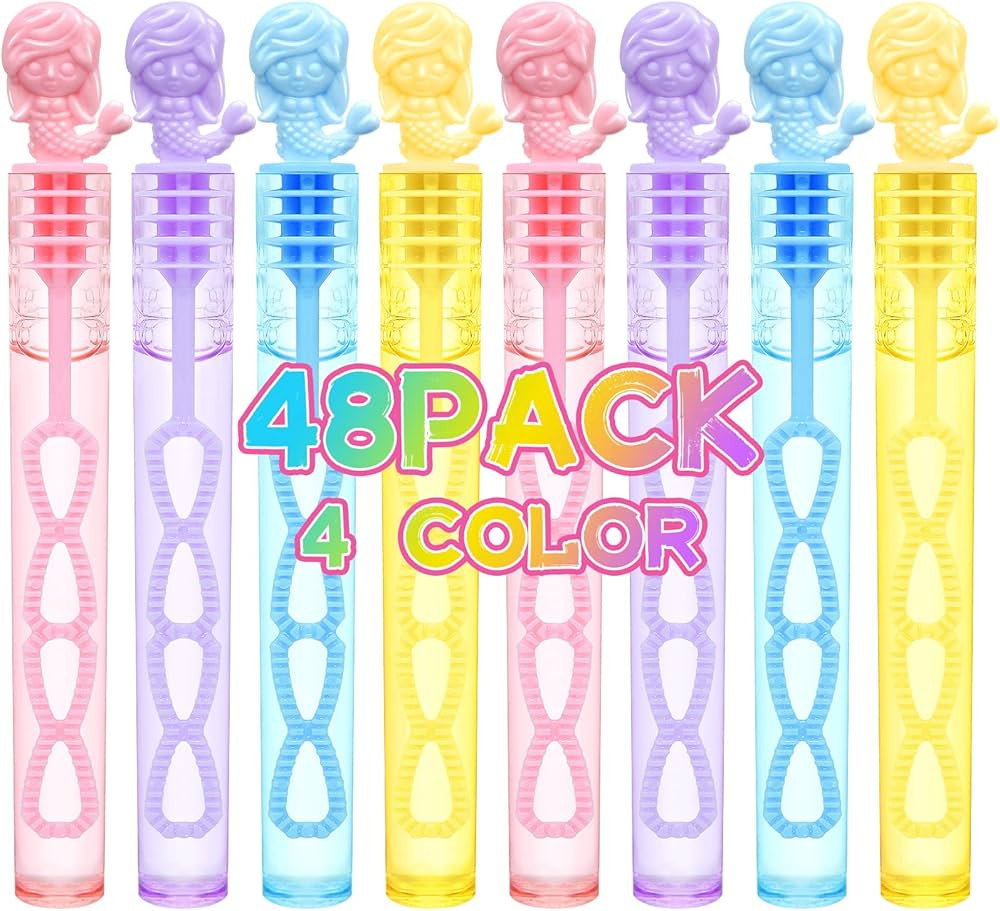 Winrayk 48Pcs Mermaid Mini Bubble Wand Bubbles Party Favors for Kids Bubbles Bulk Birthday Gift T... | Amazon (US)