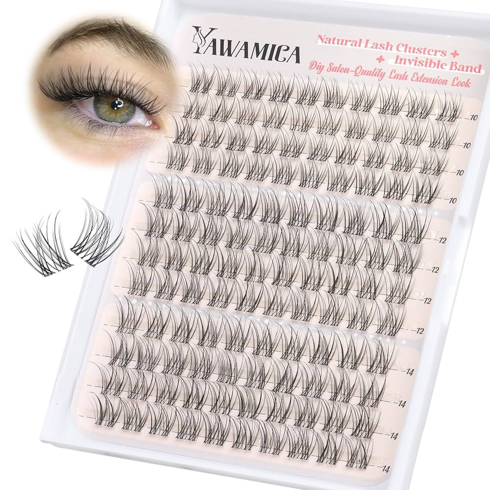 Yawamica Natural Lash Clusters Clear Band Eyelash Clusters 10-14mm Lash Extension Wispy Individua... | Amazon (US)