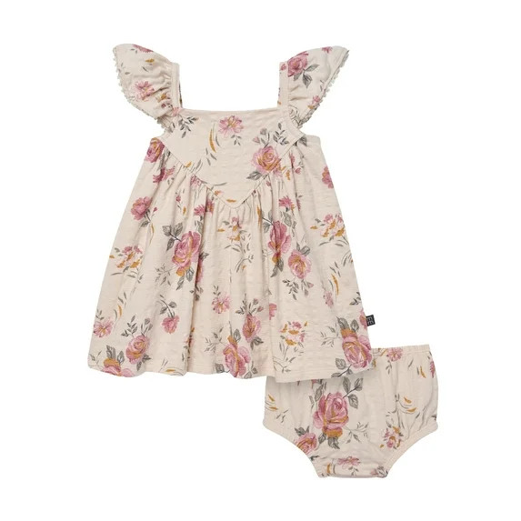 Modern Moments by Gerber Baby Girl Flutter Sleeve Dress and Diaper Cover Outfit Set, 2-Piece, Siz... | Walmart (US)