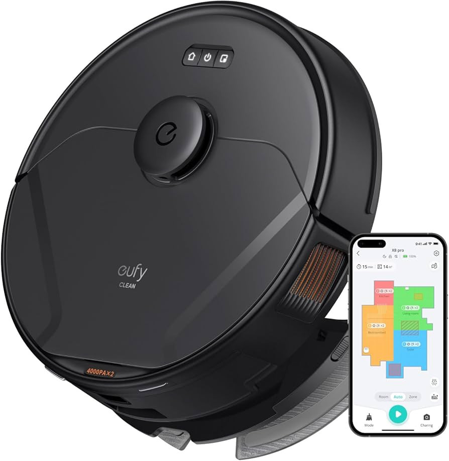 eufy X8 Pro Robot Vacuum, Twin-Turbine 2× 4,000 Pa Powerful Suction, Active Detangling Roller Br... | Amazon (US)
