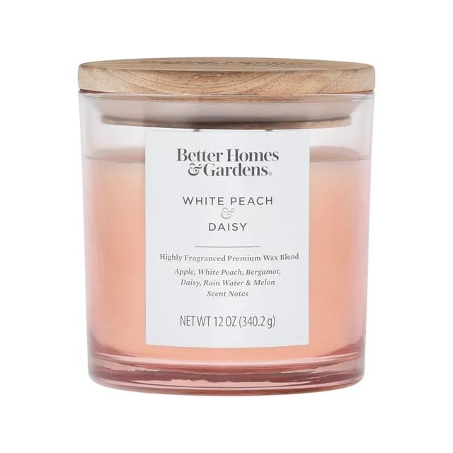 Better Homes & Gardens 12oz White Peach & Daisy Scented 2-Wick Ombre Jar Candle | Walmart (US)
