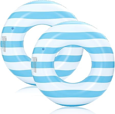 2 Pack Large Inflatable Pool Float for Adults 36 Inch Classic Striped Swim Rings Swimming Pool Tu... | Amazon (US)