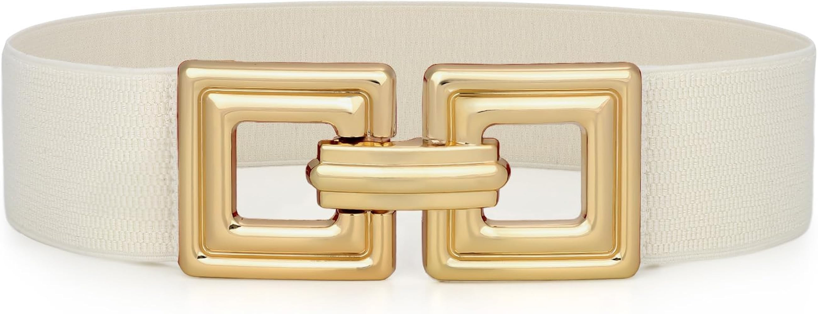 WHIPPY Women Wide Elastic Waist Belt Fashion Hollow Out Square Gold Buckle Stretchy Belt Waistban... | Amazon (US)