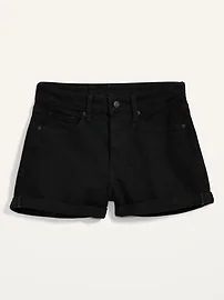 High-Waisted O.G. Cuffed Black Jean Shorts for Women -- 3-inch inseam | Old Navy (US)