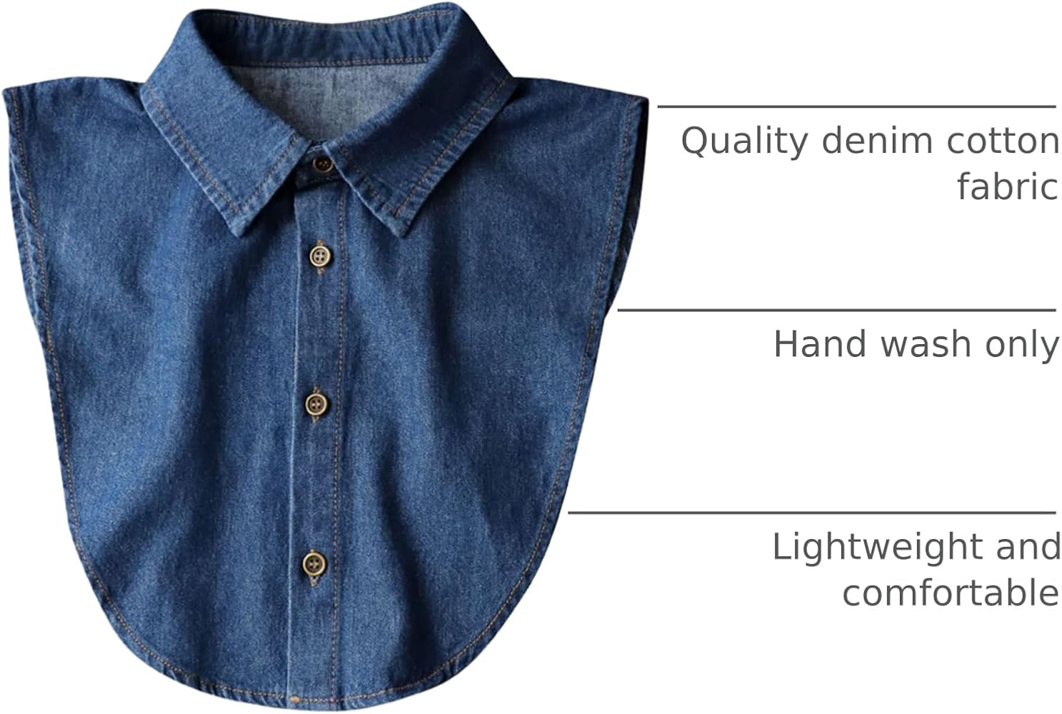 GUZOSJO Denim Detachable Collar Shirt,Dickey Half Blouse False Collar for Lady Girls | Amazon (US)