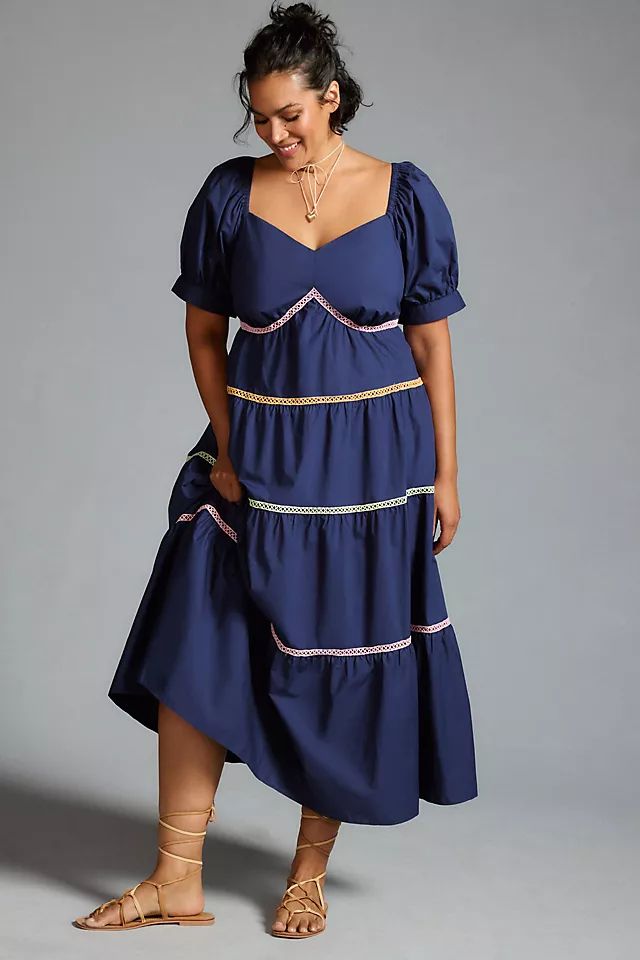 English Factory Puff-Sleeve Tiered Maxi Dress | Anthropologie (US)