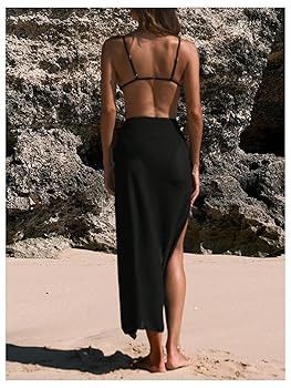 Women's Beach Cover Up Skirt 3D Flower Crochet Out High Split Swimsuit Bathing Suit Beach Skirt | Amazon (US)