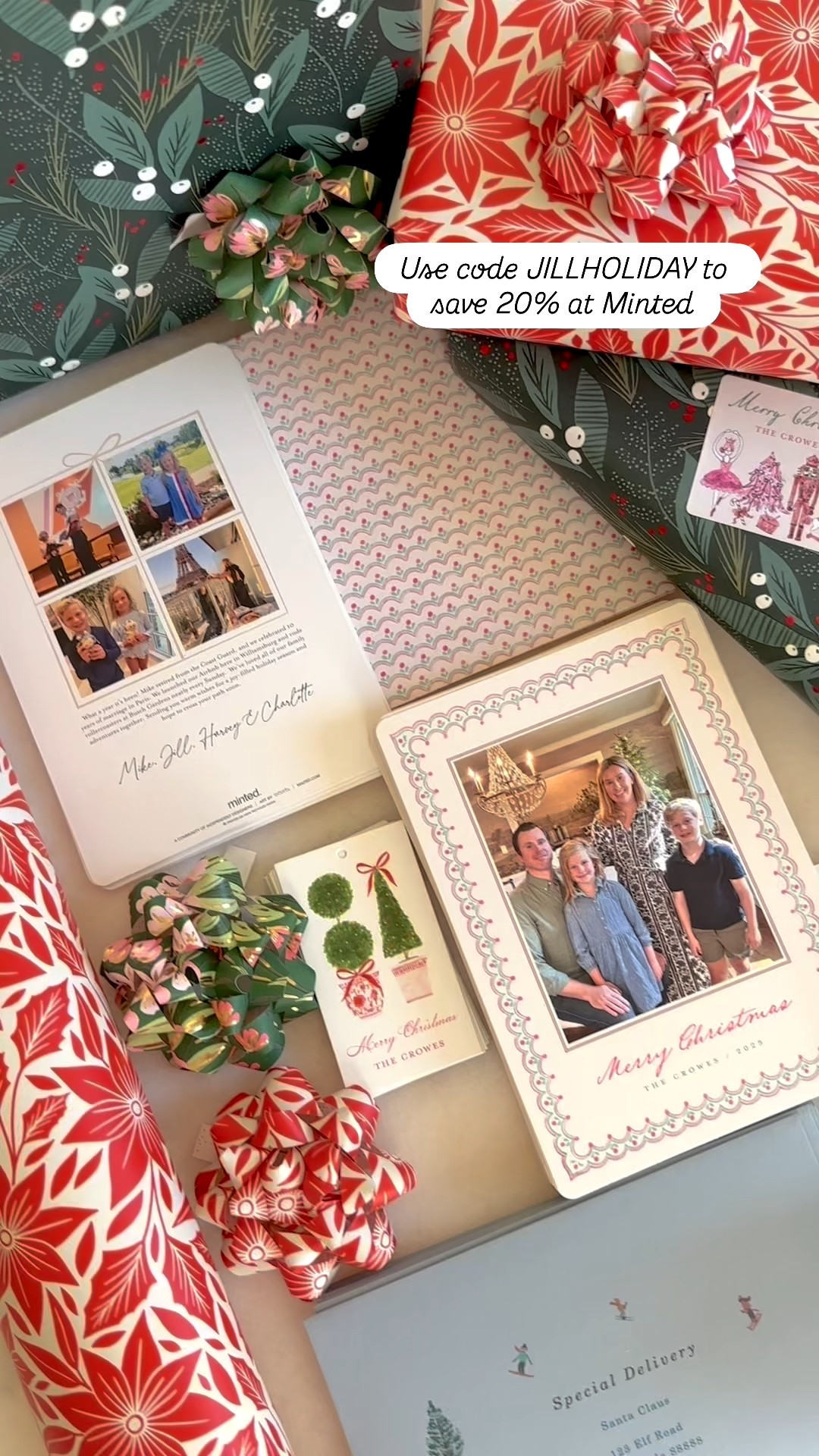 🎄✨ Use my code JILLHOLIDAY (all caps!) to save 20% on stationery and gifts. *some exclusions apply
I’ve used @Minted for our Christmas cards for years now, and honestly… it’s become one of my biggest holiday time-savers. ✨ What used to be something I’d put off is now SO easy — Minted saves all of our addresses year-to-year and even prints them directly onto the envelopes. 🙌🏼
And it’s not just cards! Minted also has customizable gift tags (so cute!) plus beautiful wrapping paper and bows to make gifting feel fun again. It’s truly made the whole season easier and more enjoyable for me. #ad #minted 

#LTKGiftGuide #LTKHoliday #LTKmomlife