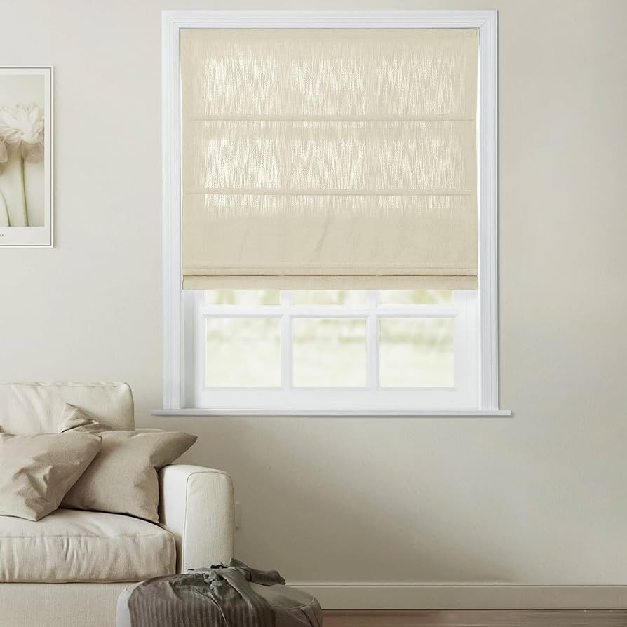 TWOPAGES Cordless Roman Shades Linen Textured Cotton Roman Blinds for Windows, Custom Made Room D... | Amazon (US)