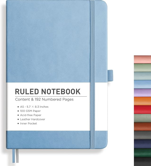 RETTACY Lined Journal Notebook, 192 Numbered Pages, A5 Size (5.7'' x 8.3'') | Amazon (US)