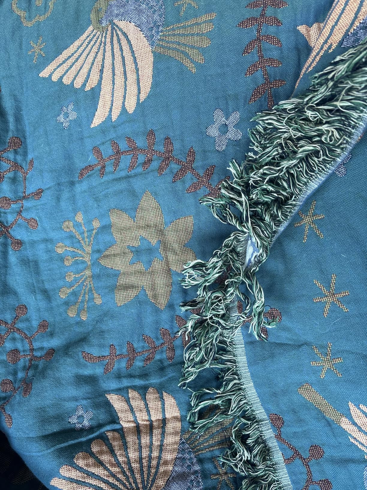 Boho Throw Blanket - 100% Cotton Ultra Soft Bed Throw Large - Fall Blanket Floral Bird and Butter... | Amazon (US)