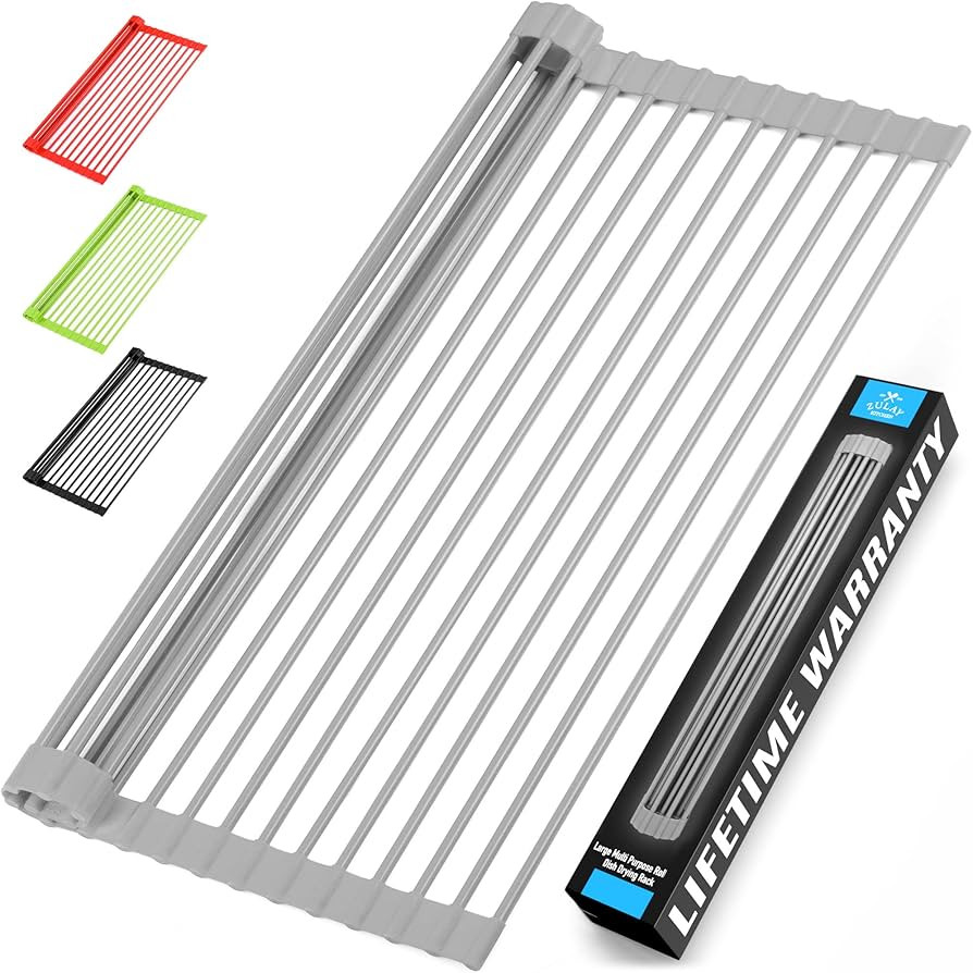 Zulay Kitchen 20.5"x13" Extra Large Roll Up Dish Drying Rack - Heavy-Duty, Silicone Wrapped Steel... | Amazon (US)