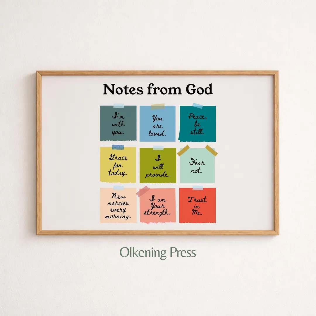 Notes From God - Christian Wall Art, Inspirational Digital Print, Bible Verse Poster, Motivationa... | Etsy (US)