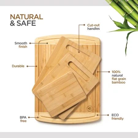 Bamboo Cutting Board Set of 4 with Drip Groove | Walmart (US)