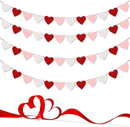 Finphoon Valentine's Day Garland Decoration,Hanging Heart Swirls,Felt Heart Garland Banner, for A... | Amazon (US)