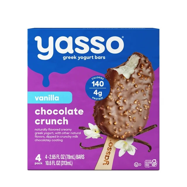 Yasso Frozen Greek Yogurt Vanilla Chocolate Crunch Bars, 4 Count | Walmart (US)