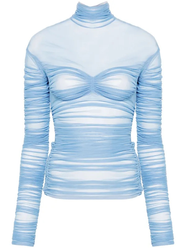 Mugler Mesh Ruched Top - Farfetch | Farfetch Global
