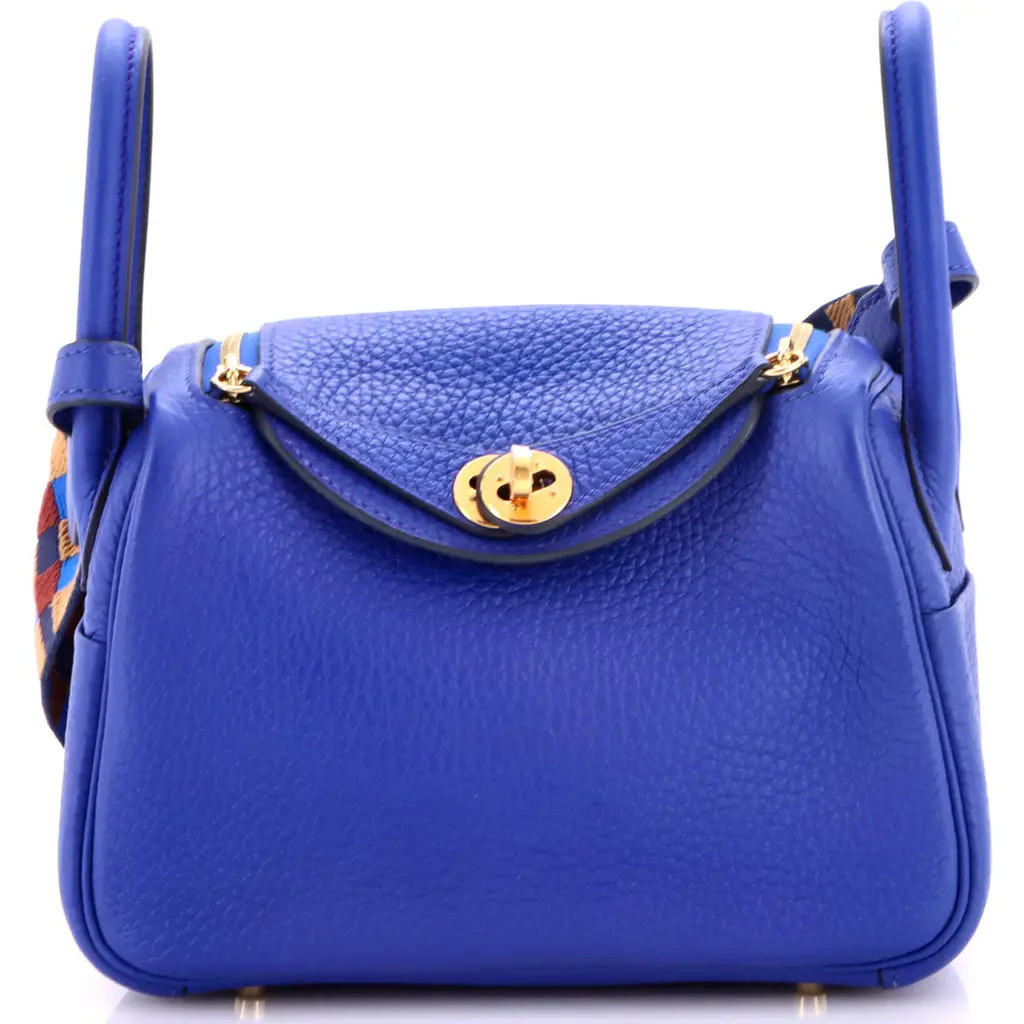 Pre-Owned Hermes Lindy Quadrille Bag Clemence with Canvas Mini in Blue at Nordstrom, Size X-Small | Nordstrom