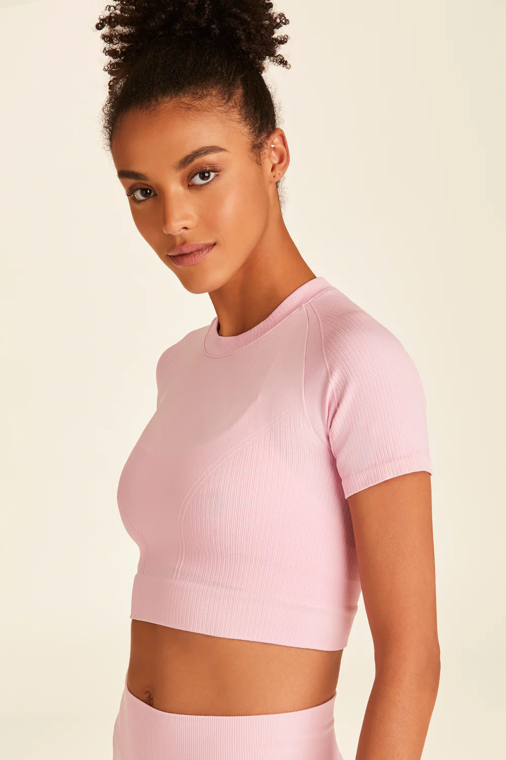 Barre Seamless Tee - Pink Cropped Shirt | Workout Crop Tops | Alala | Alala