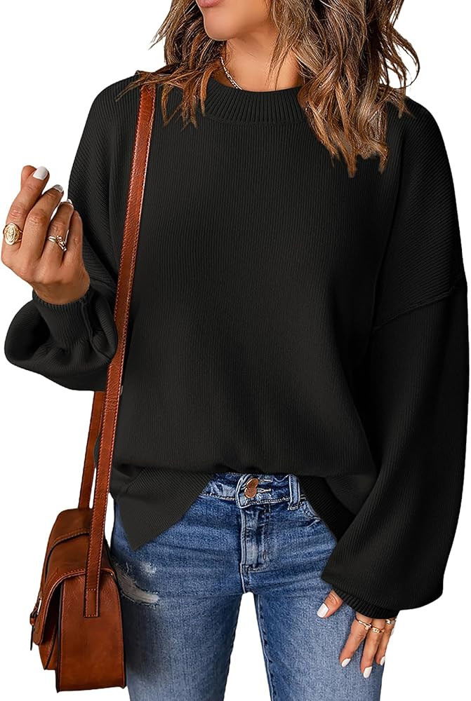 Dokotoo Women's Sweaters Crewneck Easy Street Pullover Long Sleeve Knit Fall Winter Pullover Jump... | Amazon (US)