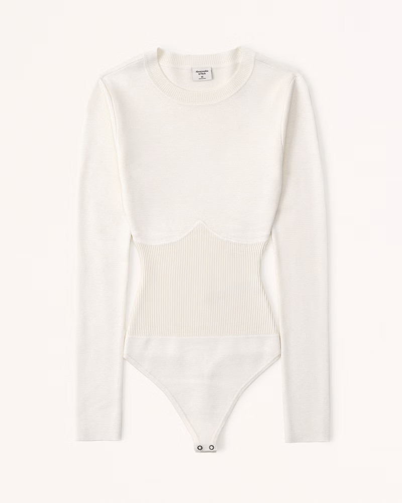 Women's Long-Sleeve Crew Corset Sweater Bodysuit | Women's Tops | Abercrombie.com | Abercrombie & Fitch (US)