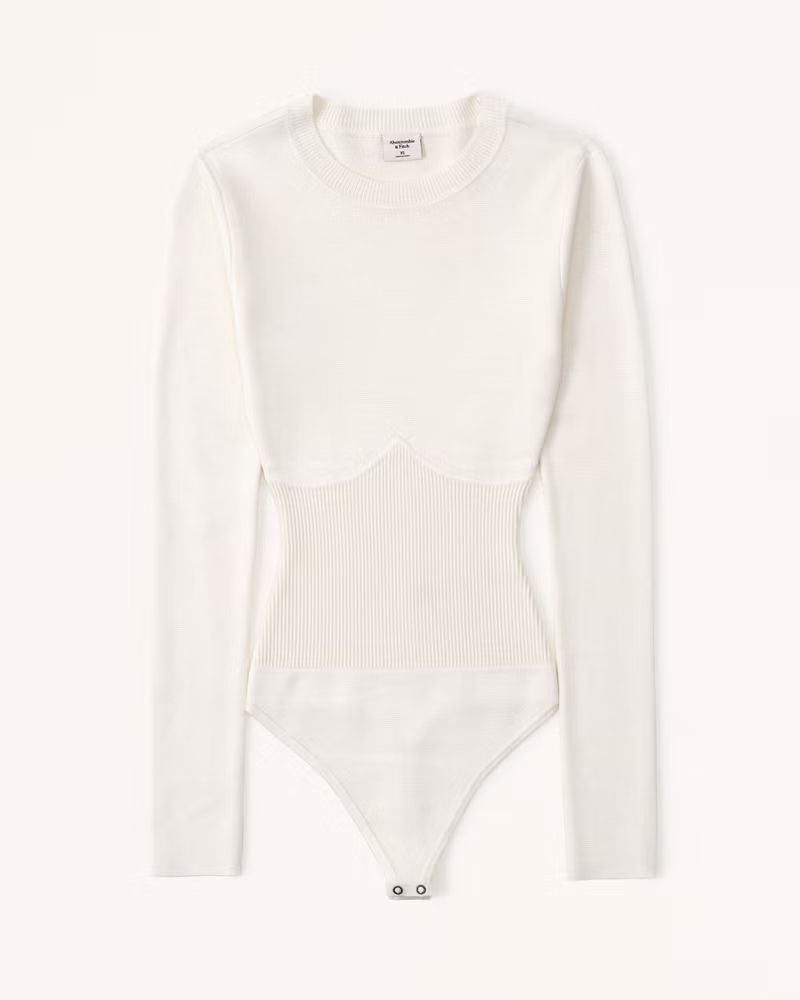 Women's Long-Sleeve Crew Corset Sweater Bodysuit | Women's New Arrivals | Abercrombie.com | Abercrombie & Fitch (US)