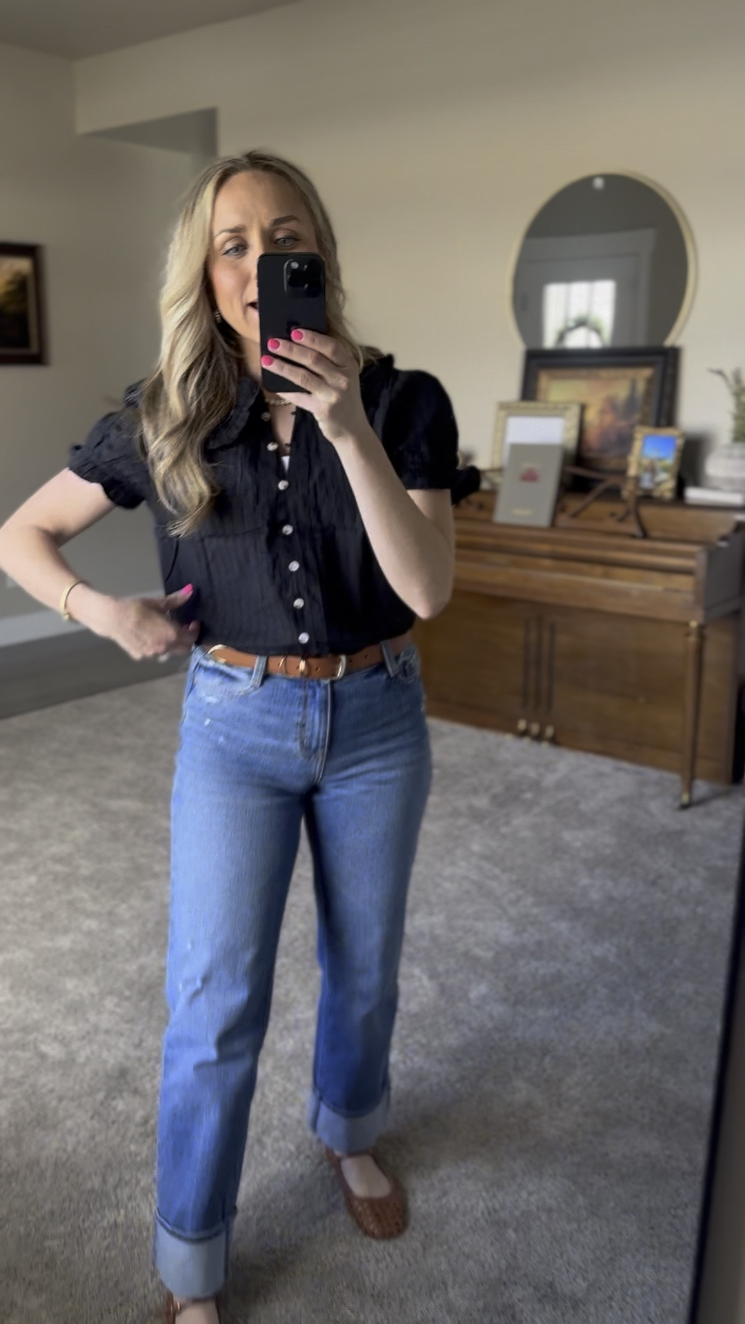 Easy mom outfit!

Top is Amazon: true to size 
Jeans are Walmart: true to size
Belt and shoes are also Amazon: TTS

#LTKSeasonal #LTKWatchNow #LTKFindsUnder50