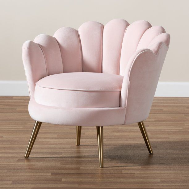 Baxton Studio Cosette Glam and Luxe Light Pink Velvet Fabric Upholstered Brushed Gold Finished Se... | Walmart (US)
