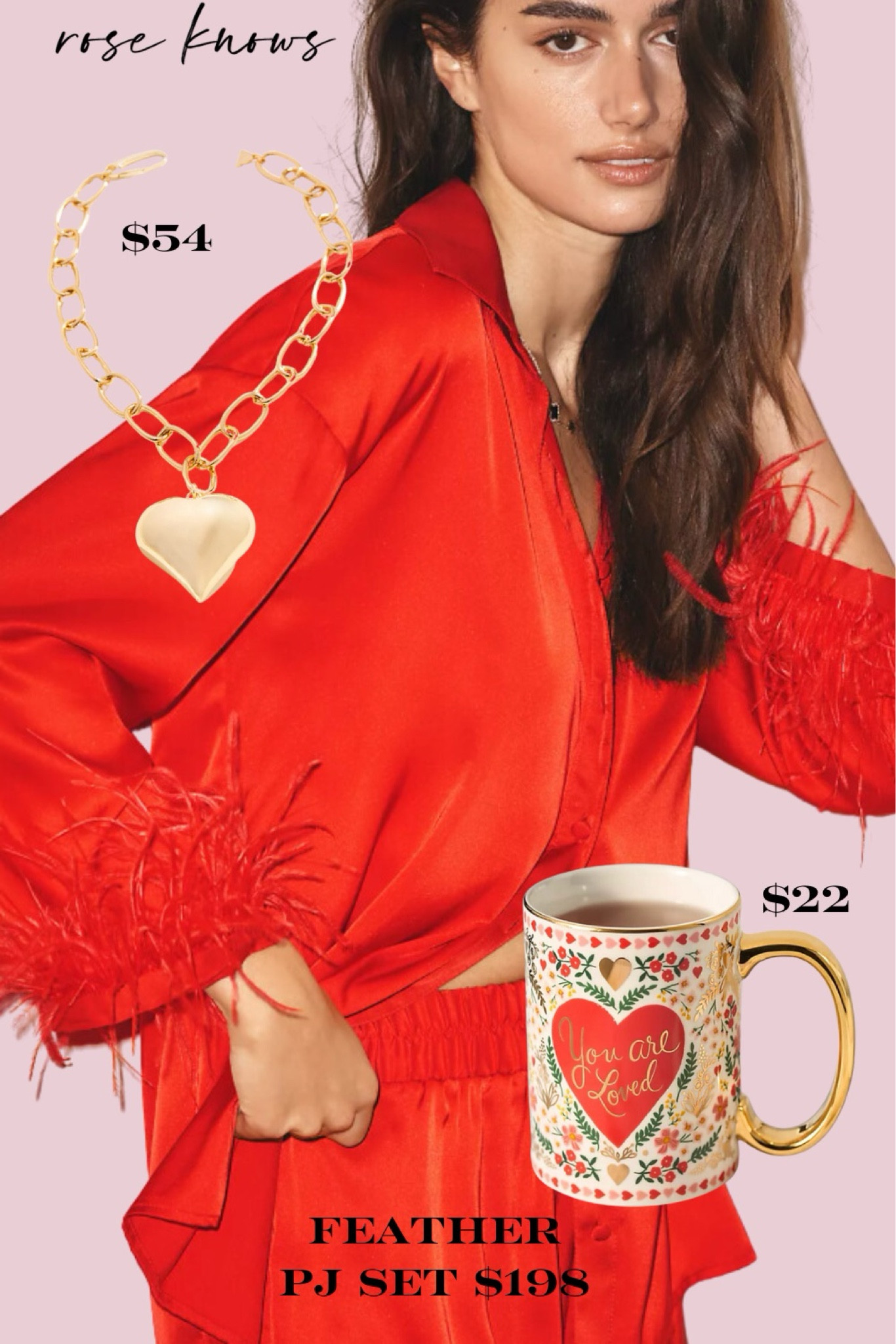 Red feather silky pajamas 
Valentines 
Pretty loungewear 

#LTKFindsUnder100 #LTKFindsUnder50 #LTKParties