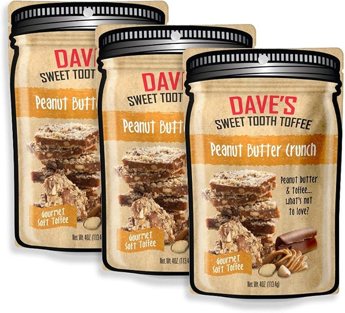 Dave's Sweet Tooth Toffee - Peanut Butter Crunch Toffee Gift Set (4 oz. x 3) - Homemade & Handmad... | Amazon (US)