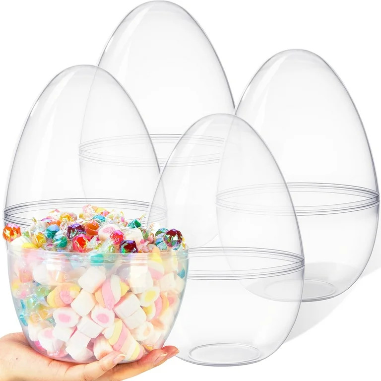 10" Transparent Jumbo Easter Eggs, 4 PCS Clear Fillable Plastic Giant Eggs Empty for Easter Egg H... | Walmart (US)