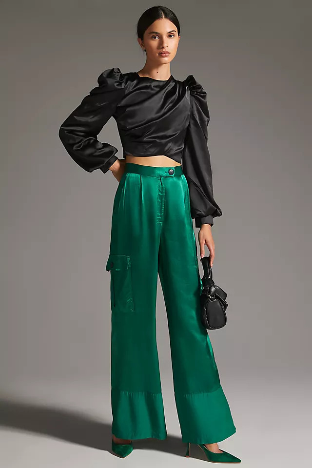 Corey Lynn Calter Satin Cargo Pants | Anthropologie (US)